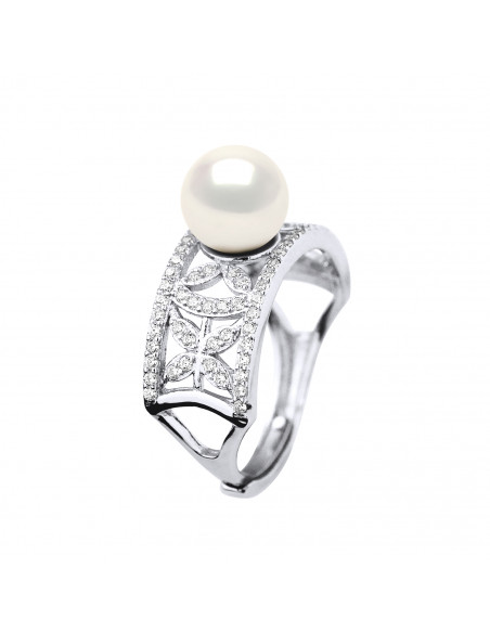 Ring Round Round Pearl 8-9 mm - Several Colors - Silver 925 - Valras