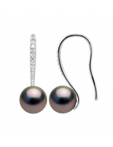 Boucles d'Oreilles Joaillerie Perles Rondes 8-9 mm - Système Crochet - Argent 925 - RAKAVINU