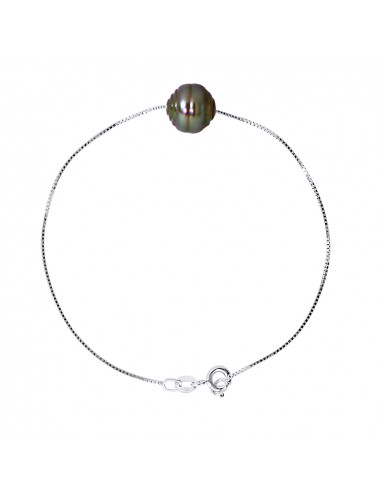 Bracelet Perle de Tahiti Cerclée 10-11 mm - Chaîne Vénitienne - Argent 925 - NUATAKADO