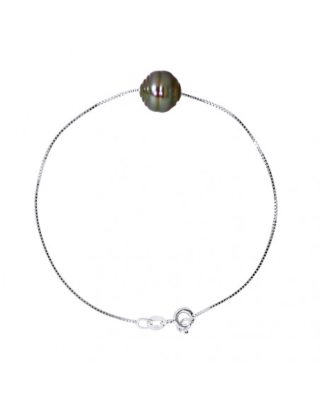 Bracelet Perle de Tahiti Cerclée 10-11 mm - Chaîne Vénitienne - Argent 925 - NUATAKADO