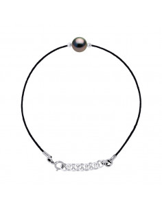 Bracelet Lien Cordon Perle de Tahiti Ronde 8-9 mm -...