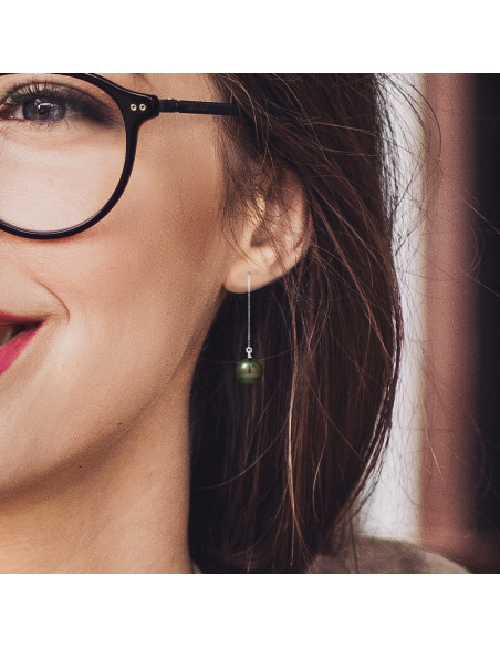 Tahitian pearl earrings tahiti - size from 8 to 11 mm - Silver 925 - Rakamoa