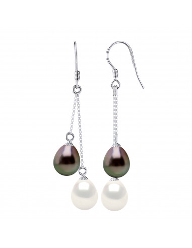 Boucles d'Oreilles Pendantes Perles de Tahiti...