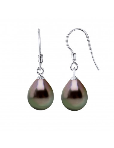 Boucles d'Oreilles Perles de Tahiti Poires - Tailles de 8 à 10 mm - Argent 925 - NIHIRU