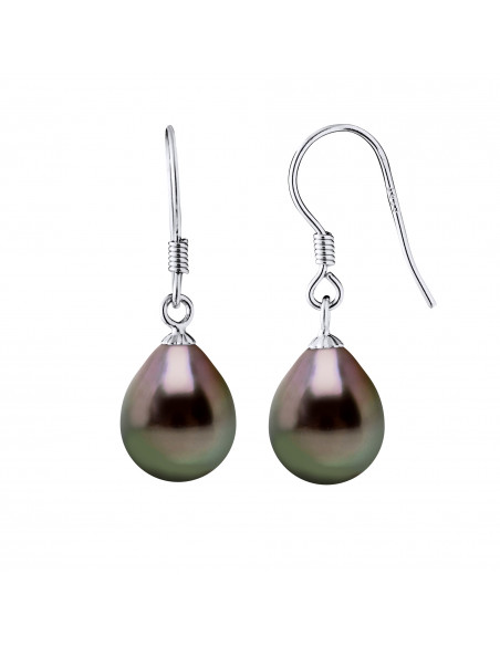 Boucles d'Oreilles Perles de Tahiti Poires - Tailles de 8 à 10 mm - Argent 925 - NIHIRU