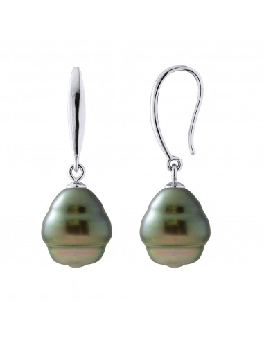 Tahitian pearl earrings tahiti beads 10-11 mm -...