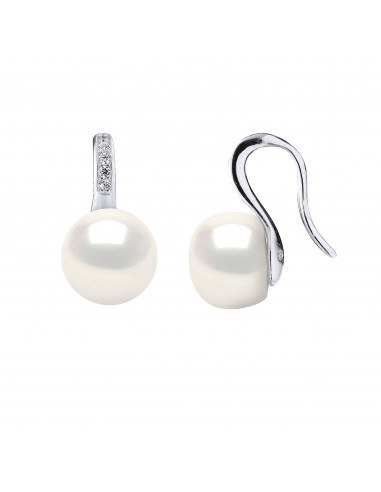 Boucles d'Oreilles Pendantes Perles 9-10 mm -...