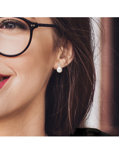 Pearl pearl pearl earrings 9-10 mm - Crochet...