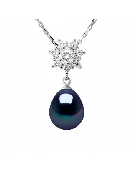 Jewelery Necklace Pear Pear 9-10 mm - Several Colors - Silver 925 - Honfleur