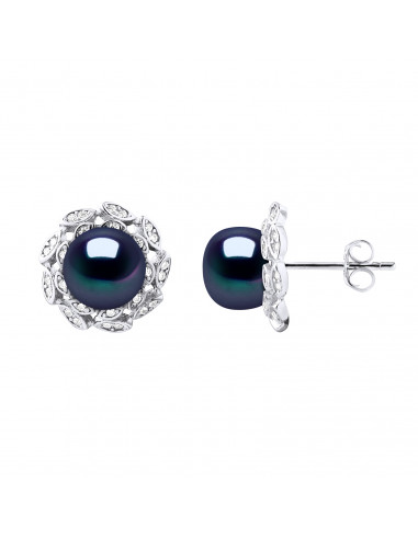 Boucles d'Oreilles Perles Bouton 8-9 mm -...