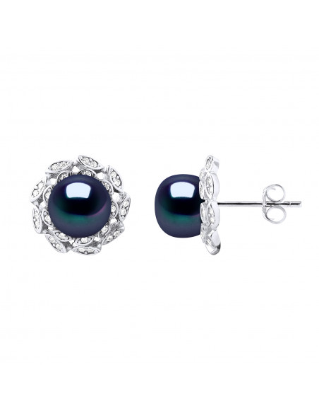 Boucles d'Oreilles Perles Bouton 8-9 mm - Système Poussettes - Joaillerie Argent 925 - PAIX