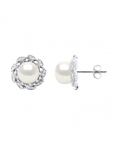Boucles d'Oreilles Perles Bouton 8-9 mm -...