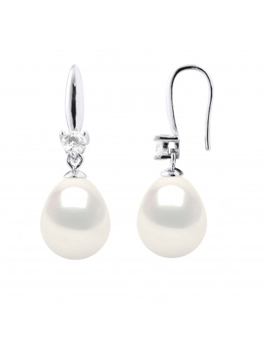 Boucles d'Oreilles Pendantes Joaillerie Perles 9-10 mm - Argent 925 - BONNEGRACE