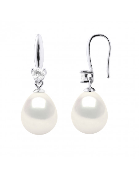 Boucles d'Oreilles Pendantes Joaillerie Perles 9-10 mm - Argent 925 - BONNEGRACE