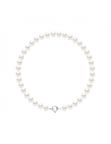 Bracelets Rang de Perles Rondes 5-6 mm - Fermoir Anneau Ressort - Argent 925 - CLERMONT
