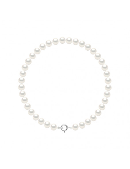 Bracelets Rang de Perles Rondes 5-6 mm - Fermoir Anneau Ressort - Argent 925 - CLERMONT