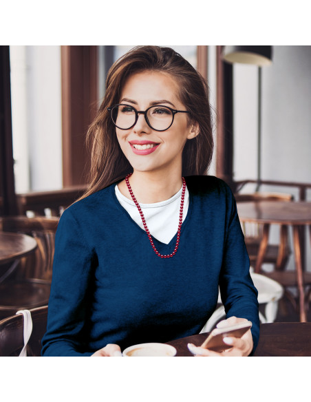 Round Bead Beads / Semi Round 6-7 mm - Length 60 cm - Carabiner - Silver 925 - Neuilly