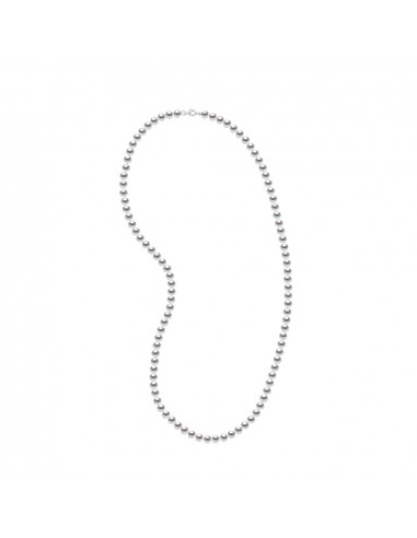 Sautoir de Perles Rondes / Semi Rondes 6-7 mm - Longueur 60 cm - Mousqueton - Argent 925 - NEUILLY