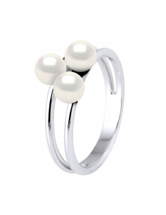Trilogy ring 3 round beads 5-6 mm - 925 silver - La Motte...