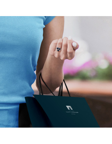 Trilogy ring 3 round beads 5-6 mm - 925 silver...