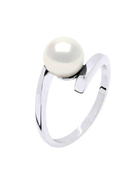 Bagues Jonc Perle Ronde 7-8 mm - Plusieurs Coloris - Argent 925 - LACANAU