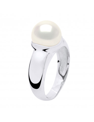 Bague Chevalière Perle Bouton 9-10 mm - Argent 925 - HYERES