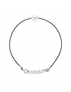Bracelet Lien Cordon Perle Ronde 8-9 mm - Argent 925 -...