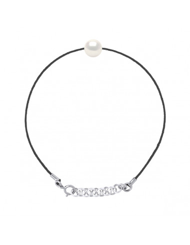 Bracelet Link Cord Pearl Round 8-9 mm - Silver...