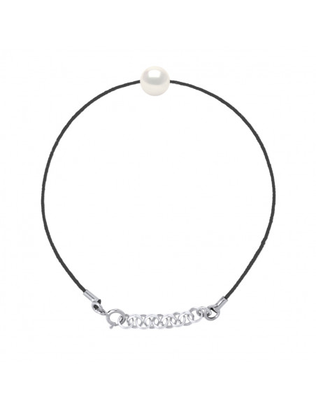 Bracelet Link Cord Pearl Round 8-9 mm - Silver 925 - Love Paris