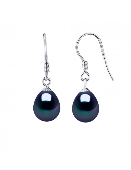 Pearl pear pears pear earrings 8-9 mm - System Hooks - Silver 925 - Odeon