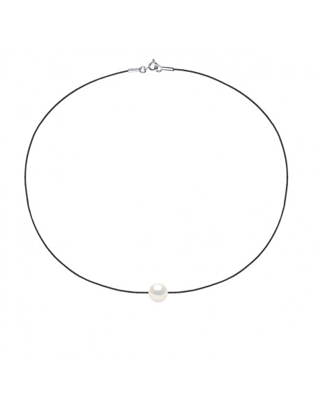 Necklace Link Black Bead Cord 11-12 mm - Silver 925 - Theoule