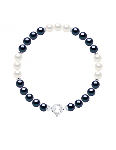 Bracelet Rang de Perles Rondes 6-7 mm - Anneau Marin Prestige - Or 375 - ALESIA