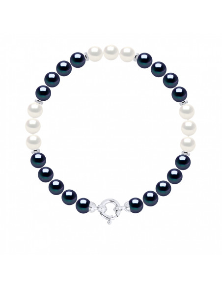 Bracelet Rang de Perles Rondes 6-7 mm - Anneau Marin Prestige - Or 375 - ALESIA