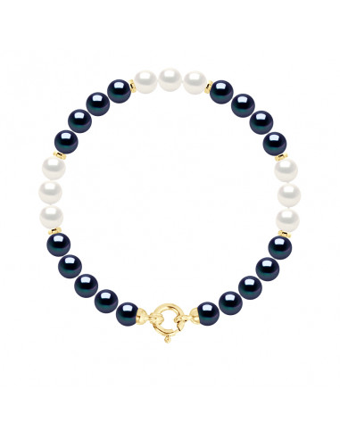 Bracelet Rang de Perles Rondes 6-7 mm - Anneau...