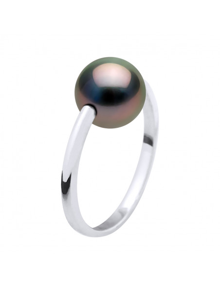 Round Tahitian Pearl Ring 8-9 mm - JONC Gold 375 - Atakaru
