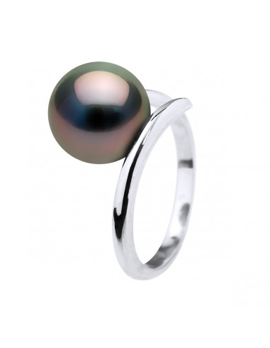 Modern Jonc Ring - Tahitian Bead Round 10-11 mm...