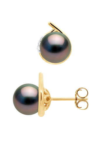 Boucles d'Oreilles Perles de Tahiti Rondes 7-8...