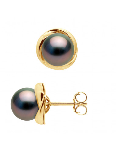 Boucles d'Oreilles Perles de Tahiti Rondes 7-8...