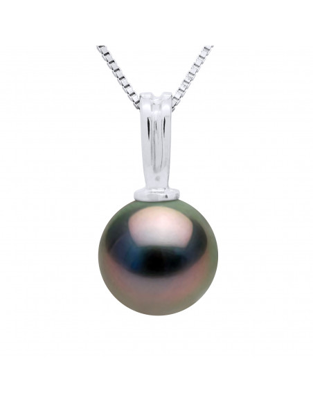 Round Tahitian Pearl Pendant 10-11 mm - Offer Chain - Gold 375 - Roa