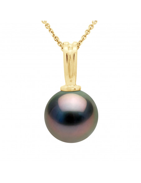 Round Tahitian Pearl Pendant 10-11 mm - Offer Chain - Gold 375 - Roa