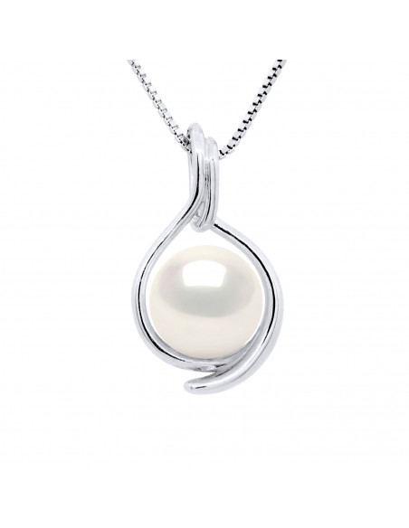 Pendentif Double Face Perle Ronde 8-9 mm - Chaîne Offerte - Or 375 - RICHELIEU
