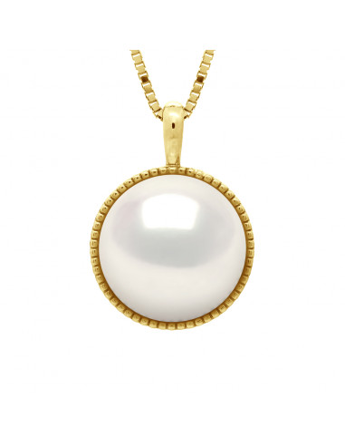 Collier Perle Bouton 10-11 mm - Entourage...