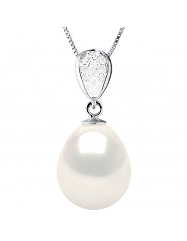 Colliers Joaillerie Perles Poires - Tailles de 10 à 12 mm - Diamants 0.070 Cts - Or 375 - Chaîne Vénitienne - APREMONT