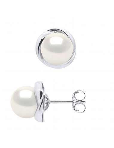 Boucles d'Oreilles Perles Rondes 7-8 mm - Système Poussettes - Or 375 - ROCHEREAU