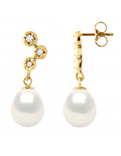 Prestige Earrings Pearls 9-10 mm - Diamonds 0.120 CTS -...