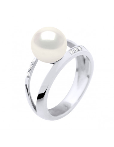 Bague PRESTIGE Perle Ronde 8-9 mm - Diamants...