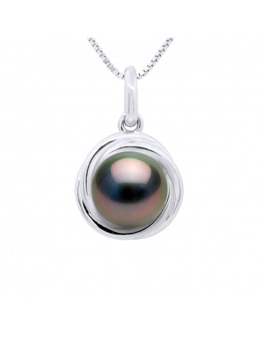 Pendentif Perle de Tahiti Ronde 8-9 mm - Chaîne...