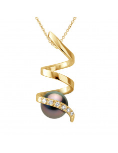 Round Tahitian Pearl Prestige Pendant 7-8 mm - Diamonds...