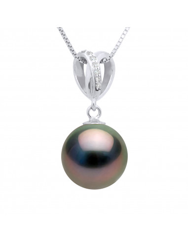 Round Tahitian Pearl Pendant 10-11 mm -...