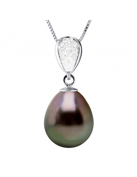 Tahiti Pear Prestige Pear Prestige Necklace 10-11 mm - Diamonds 0.070 CTS - Jewelry Gold 375 - Nuirava
